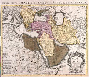 Carte du Moyen-Orient : Empire turc, Perse et péninsule arabique (gravure) - Guillaume Delisle