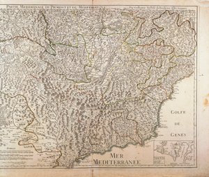 Carte de la région du Piémont méridional, Monferrato et Ligurie occidentale, par Guillaume de l