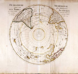 Vue du pôle Sud (Antarctique). Atlas de Guillaume Delisle, géographe