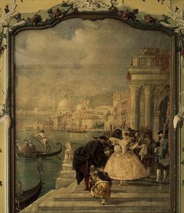 Dame masquée devant la Salute, Venise - Guiseppe Ponga