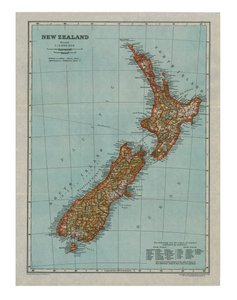 Carte de la Nouvelle-Zélande, vers 1910