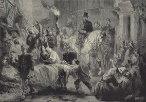 Louis Napoléon visitant les barricades de Paris à cheval dans la nuit du 3 décembre 1851 - Gustav Bartsch