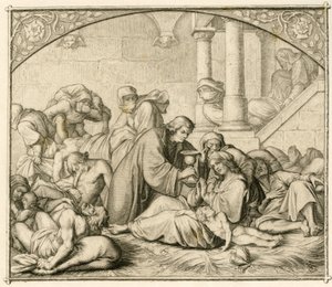 Luther avec des malades de la peste à Wittenberg