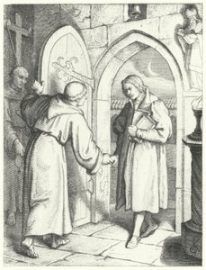 Martin Luther entrant au monastère Saint-Augustin à Erfurt le 17 juillet 1505 - Gustav Ferdinand Leopold Konig