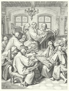 Martin Luther traduisant la Bible en allemand (gravure)