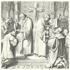 La Sainte Communion montrée sous forme protestante et catholique (gravure) - Gustav Ferdinand Leopold Konig