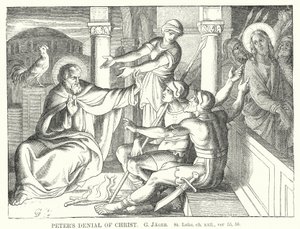 Le reniement de Pierre, Saint Luc, ch xxii, v 55, 56