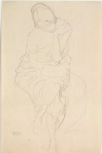 Femme assise sur un tabouret de face