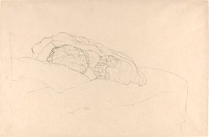 Fille recroquevillée sur un lit - Gustav Klimt