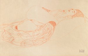 Semi-nu allongé se masturbant, 1912-1913 - Gustav Klimt