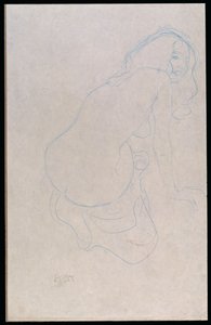 Femme penchée à droite avec de longs cheveux, vers 1910-11 - Gustav Klimt
