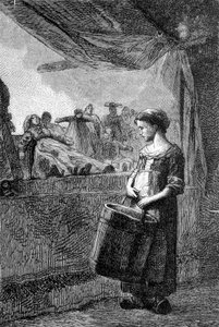Cosette devant la boutique de jouets - dans "Les Misérables" de Victor Hugo, ill. par Brion, éd. Hetzel et Lacroix - Gustave Brion