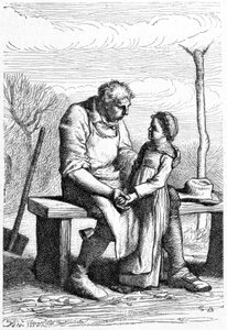 Cosette et Jean Valjean - dans "Les Misérables" par Victor Hugo, ill. par Brion, éd. Hetzel et Lacroix