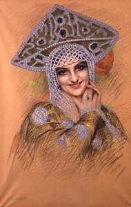 Jeune Femme avec un Diadème de Perles - Gustave Brisgand