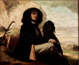 Autoportrait avec chien noir