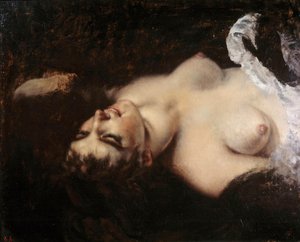 Étude pour la femme au perroquet. Le modèle pourrait être Joanna Hiffernan, dite Jo