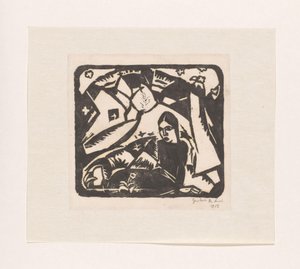 Femme assise dans un paysage