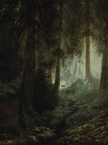 Cerf dans un paysage forestier - Gustave Dore