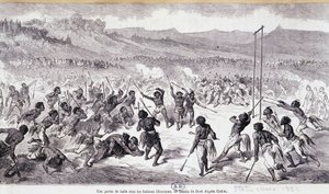 Un jeu de balle chez les Indiens Choctaws - gravure par Gustave Doré