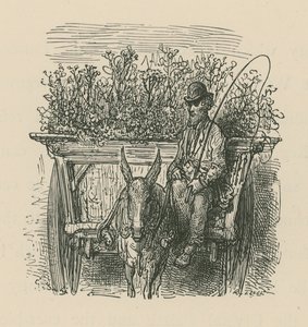 Un homme conduisant une charrette chargée de plantes et de fleurs - Gustave Dore