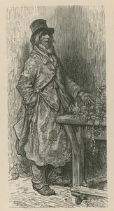 Un homme vendant ses marchandises depuis un étal de marché - Gustave Dore