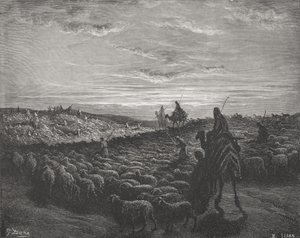 Abraham voyageant vers la terre de Canaan, Genèse 13:1-4, illustration de 