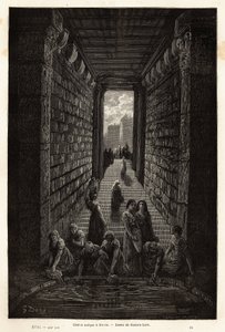 Une citerne antique, encore en usage, à Mérida. Gravure pour illustrer le voyage en Espagne par Gustave Doré (1832-1883) illustrateur et le baron Ch. Davillier rédacteur, en 1862, publié dans « Le tour du monde, nouveau journal des voyages » - Gustave Dore