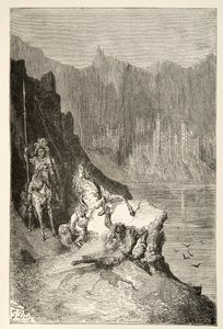 Balin tue Sir Lanceor, des Histoires des Jours du Roi Arthur par Charles Henry Hanson, pub.1898 - Gustave Dore