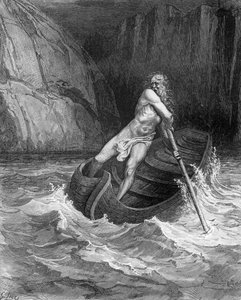 Charon, le passeur des Enfers, de La Divine Comédie (Inferno) de Dante Alighieri (1265-1321) gravé par Stéphane Pannemaker (1847-1930) vers 1868