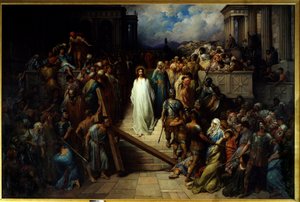 Christ quittant le prêtre. Après avoir été condamné par le peuple, Jésus-Christ commence le chemin de croix. - Gustave Dore