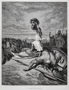 David tue Goliath, Illustration de la Bible de Doré - Gustave Dore