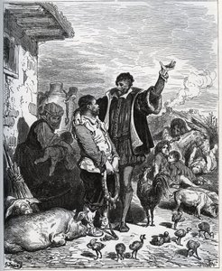 Don Quichotte convainc son voisin Sancho Panza de devenir son écuyer - de "Don Quichotte de la Manche" de Miguel Cervantes