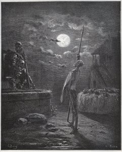 Don Quichotte veille sur ses armes - de « Don Quichotte de la Manche » de Miguel Cervantes