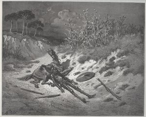 Don Quichotte blessé implore la miséricorde et l