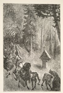 Escortant Guenever de Cameliard, des Histoires des jours du roi Arthur par Charles Henry Hanson, pub.1898 - Gustave Dore