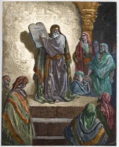 Esdras le Scribe lit la Loi au peuple - gravure dans « La Bible illustrée » par Gustave Doré (1832-1883) - Gravure de « La Bible de Doré » - Gustave Dore