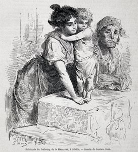 Famille du faubourg de Macarena à Séville - dess. par Gustave Doré, dans « Le Tour du monde », 2ème semaine 1865