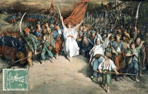 République française menant le peuple français à combattre les Prussiens, dessin de Gustave Doré (1870), Carte postale