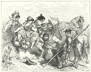 Don Quichotte de Gustave Doré : "Don Quichotte regardait avec des yeux dubitatifs et désolés la créature que Sancho appelait reine et dame" - Gustave Dore