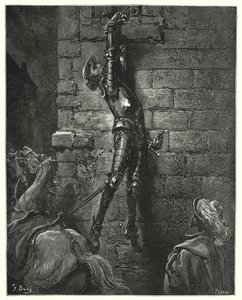 Don Quichotte de Gustave Doré : "Il serait inévitablement tombé au sol, si son poignet n