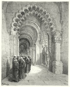 Don Quichotte de Gustave Doré : "Je vis un cortège funèbre de très belles demoiselles, toutes en noir" - Gustave Dore