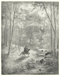 Don Quichotte de Gustave Doré: "Le ciel lui semble plus transparent, et le soleil semble briller avec une clarté redoublée" (gravure) - Gustave Dore