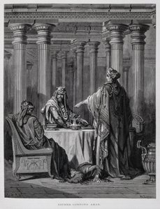 Haman dénoncé par la reine Esther, Illustration de la Bible de Doré
