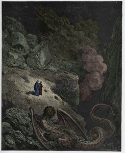 Inferno, Chant 17 : Géryon, symbole de la tromperie, illustration de "La Divine Comédie" de Dante Alighieri, 1885