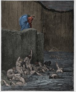 Enfer, Chant 18 : Les amants et les flatteurs dans le huitième cercle, illustration de "La Divine Comédie" de Dante Alighieri