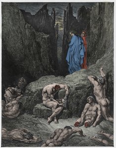 Enfer, Chant 29 : Virgile réprimande la curiosité de Dante, illustration de "La Divine Comédie" de Dante Alighieri