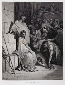 Insultes pour le Christ pendant son procès, Illustration de la Bible de Doré - Gustave Dore