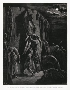 Les Jabesh-Gileadites récupèrent les corps de Saül et de ses fils, Illustration de la Bible de Doré - Gustave Dore