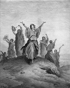 La fille de Jephté, Iphis, dansant vers lui - Bible