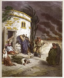 Job apprenant sa ruine - gravure dans "La Bible illustrée" par Gustave Doré (1832-1883) - Gravure de "La Bible de Doré"